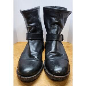 FRYE Natalie Engineer Leather Buckle Ankle Boots Size 9.5B Black